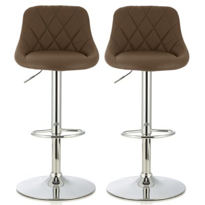 An Image of Trezzo Modern Bar Stool In Cappuccino Faux Leather In A Pair