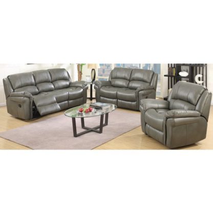 An Image of Lerna Leather 3 Seater Sofa And 2 Seater Sofa Suite In Grey
