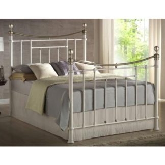 An Image of Bronte Steel Double Bed In Cream