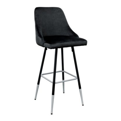 0e7708589d9c78122f826738cae694077fd8e3187f0fb91b7238510211269eb0.jpg An Image of Fiona Black Fabric Bar Stool With Metal Legs