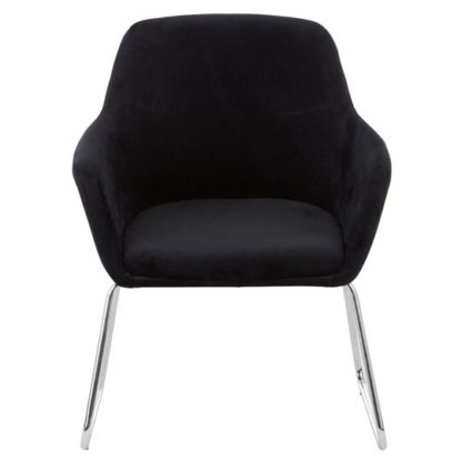 0e7a65abda16178ab99e6bcfd1bc96bd55ed7b6c98d28abd275ce1ecd5f4af38.jpg An Image of Porrima Fabric Chair in Black With Stainless Steel Legs