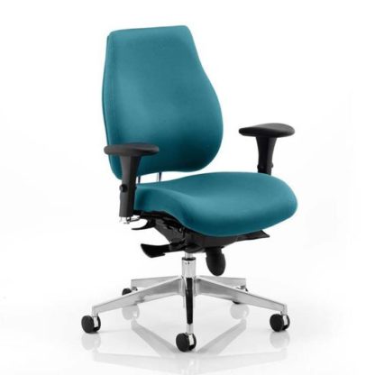 0e88a3c47fae76b11160e2f10fd6c73b5c070e4c8b90bdff357671d482f80610.jpg An Image of Chiro Plus Office Chair In Maringa Teal With Arms