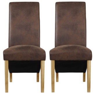 An Image of Treviso Brown Faux Leather Dining Chairs In A Pair