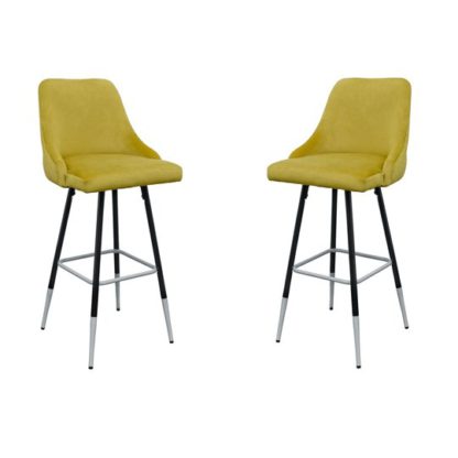 0eb9726c37d67ef323400031e931dfefc11fb6fbc7e544b9da5ba9c4e1fb5225.jpg An Image of Fiona Yellow Fabric Bar Stool In Pair
