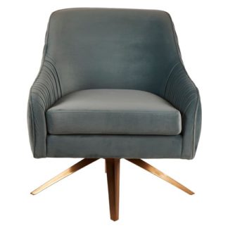 An Image of Kaitos Swivel Blue Chair With Stainless Steel Legs