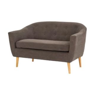 An Image of Morrill Woven Fabric Two Seater Sofa In Graphite With Oak Legs