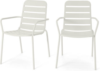 An Image of MADE Essentials Set of 2 Tice Garden Dining Chair, Off White