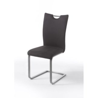 An Image of Pavo Brown Antik Faux Leather Dining Chair With Handle Hole