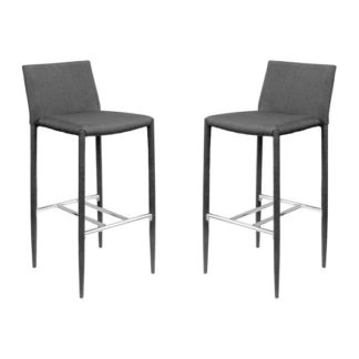 An Image of Selina Black Fabric Bar Stool In Pair