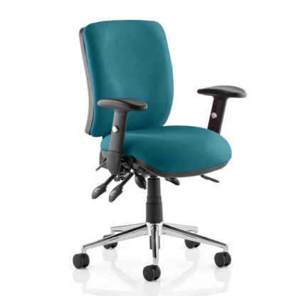 0f7bd745f7b57774289415518d5d03c725fb00ebce591f11f2caf0f8c42ecd28.jpg An Image of Chiro Medium Back Office Chair In Maringa Teal With Arms