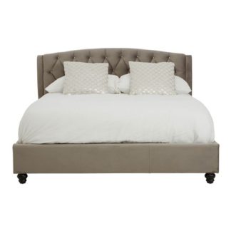 An Image of Flegetonte Fabric King Size Bed In Grey Velvet