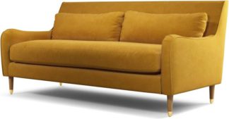 An Image of Content by Terence Conran Oksana 3 Seater Sofa, Plush Tumeric Velvet with Light Wood Brass Leg