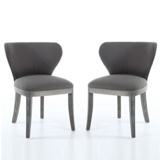 An Image of Niobe Fabric Dining Chair In Antique Grey In A Pair