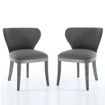 103420a36c2401b4917c4b1fe687da7093922afa2274f319b14179ee0277418e.jpg An Image of Niobe Fabric Dining Chair In Antique Grey In A Pair