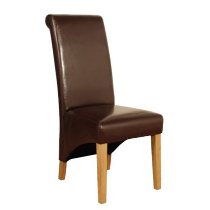 An Image of Rocco PU Leather Dining Dining Chair In Brown