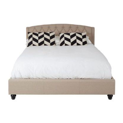 10b2df919c9b0d397d426c84a6f04d263de39c2a30d0c6ae1000b004426134ed.jpg An Image of Flegetonte Wooden King Size Bed In Beige