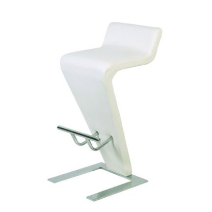An Image of Farello Bar Stool In White Faux Leather With Chrome Base