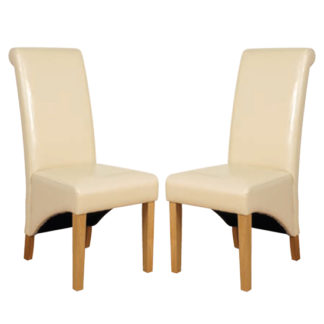 An Image of Rocco Ivory PU Leather Dining Dining Chair In Pair