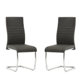 An Image of Devan Cantilever Dining Chair In Black Faux Leather In A Pair