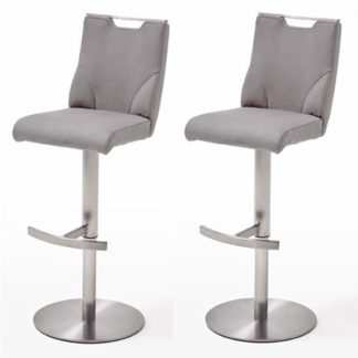 An Image of Jiulia Ice Grey Bar Stool In Pair With Stainless Steel Base