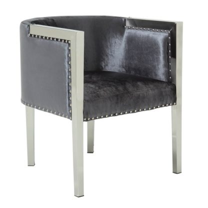 An Image of Granada Modern Accent Chair In Charcoal Velvet With Metal Legs