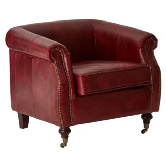 An Image of Sadalmelik Leather Armchair In Red