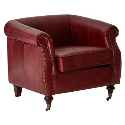 11d506b0dd8b503228f6bff4f86a169456843b16b7411ad2db8e8097b32f3d2c.jpg An Image of Sadalmelik Leather Armchair In Red