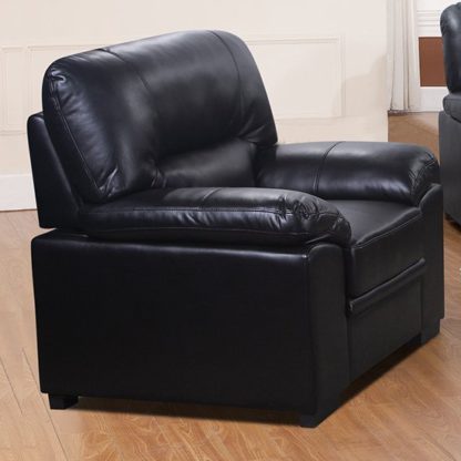 11d9c28d3b471f503159b50529f701b060368479a84a119f19e880748597deab.jpg An Image of Rachel LeatherGel And PU 1 Seater Sofa In Black
