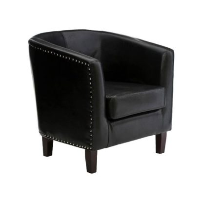 An Image of Brisbane Modern Tub Chair In Black Faux Leather