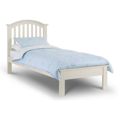 An Image of Brashear Wooden Single Size Bed In Stone White Lacquer