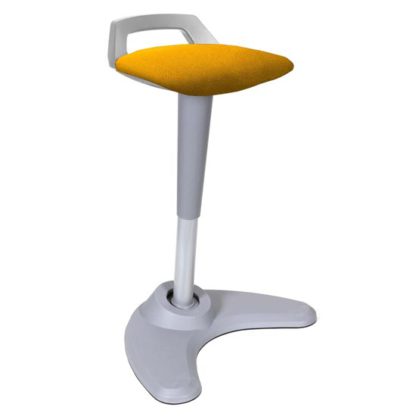 An Image of Spry Fabric Office Stool In Grey Frame And Senna Yellow Seat