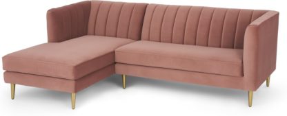 An Image of Amicie Left Hand Facing Chaise End Corner Sofa, Blush Pink Velvet