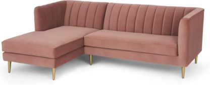122cf3dd0ad348ef4b8d248a61d5487f8df05f8e544bf49d642789497b112207.jpg An Image of Amicie Left Hand Facing Chaise End Corner Sofa, Blush Pink Velvet