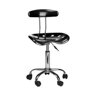 An Image of Hanoi Office Chair In Black ABS With Chrome Base And 5 Wheels