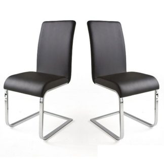 An Image of Lotte I Black Faux Leather Dining Chair In A Pair