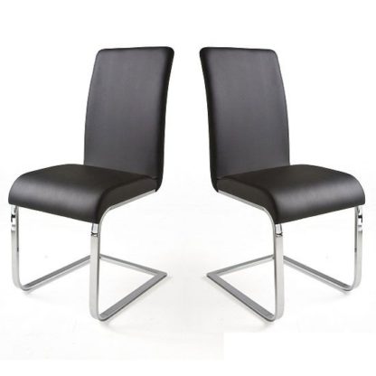 1290ab948119047164ba8c5c6598372ce63422b63976c6e50850d44bd3b734f6.jpg An Image of Lotte I Black Faux Leather Dining Chair In A Pair