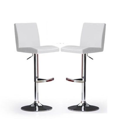 An Image of Lopes Bar Stools In White Faux Leather in A Pair