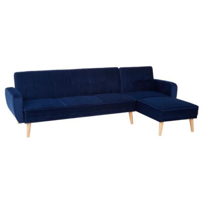 An Image of Porrima 3 Seater Fabric Sofa Bed In Navy Blue