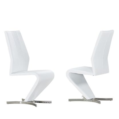An Image of Gia Dining Chairs In White Faux Leather In A Pair