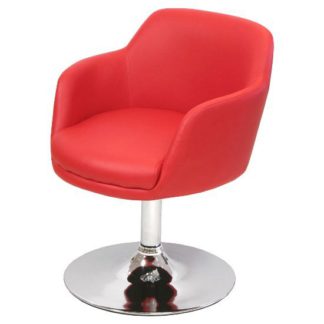 An Image of Bucketeer Bar Chair In Red Faux Leather With Chrome Base
