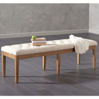 An Image of Absolutno Fabric Large Dining Bench In Beige