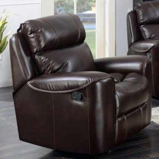 An Image of Mebsuta Leather Lounge Chaise Armchair In Chestnut