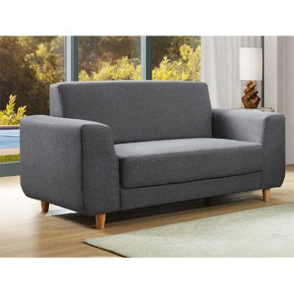 An Image of Fida Fabric 2 Seater Sofa In Dark Grey