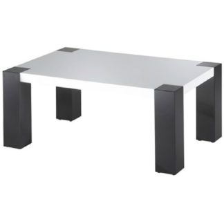 An Image of Antonio White High Gloss Coffee Table With High Gloss Black Legs