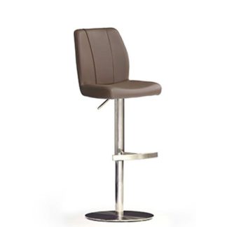 An Image of Naomi Cappuccino PU Leather Bar Stool With Stainless Steel Base