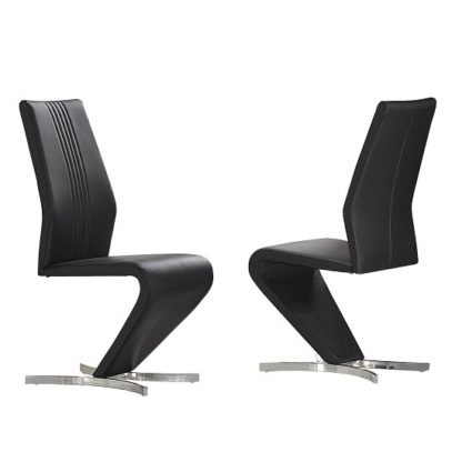 An Image of Gia Dining Chairs In Black Faux Leather In A Pair