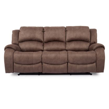 An Image of Ryan Recliner Textured Fabric Three Seater Sofa In Biscuit