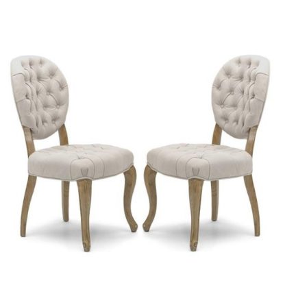 144aafaf4b531752658f4cb147444939ac2b880bf541b5210e36cca68d613fef.jpg An Image of Elsa Fabric Dining Chair In Natural With Walnut Legs In A Pair