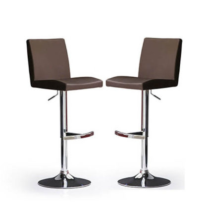 146f3e3af713b346510fa86a9e8f7ad4f2a2918464f6ee00561119bcf8612554.jpg An Image of Lopes Bar Stools In Brown Faux Leather in A Pair