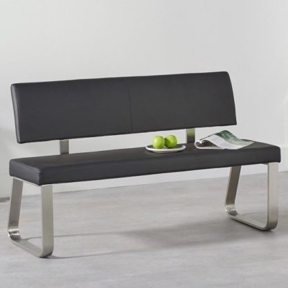 14788fa86e61667c4be195f08a9297e58097c10f75053b4ee47d8e6e4f1a1b0d.jpg An Image of Celina Medium Dining Bench In Black Faux Leather